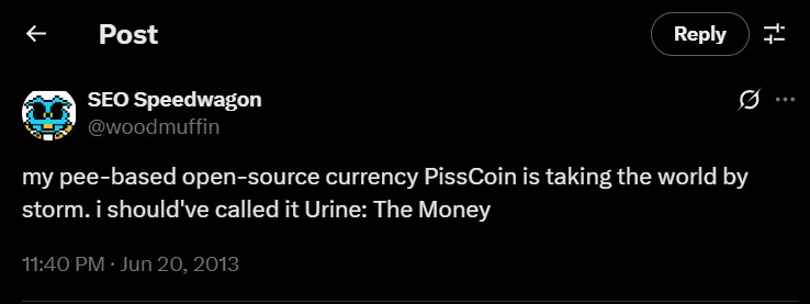 Original PissCoin Tweet
